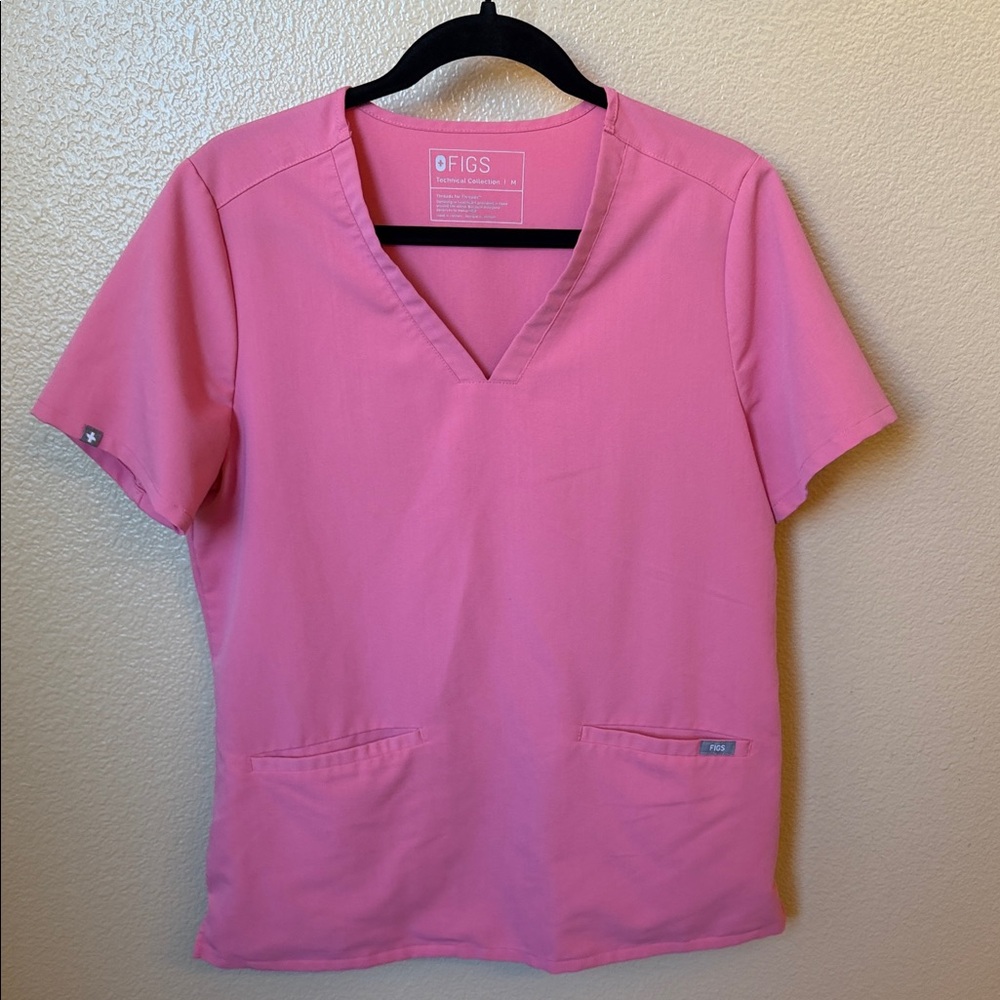 LIMITED EDITION! Figs Women's Casma Short Sleeve Neon Pink Scrub Top